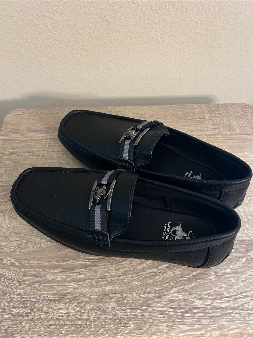 Beverly Hills Polo Club Black Slip-On Loafers with Silver Accent